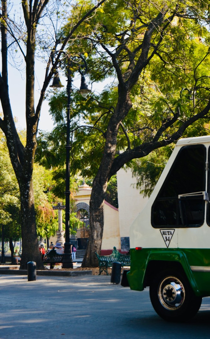 Colectivo minibus van on a street in Mexico City