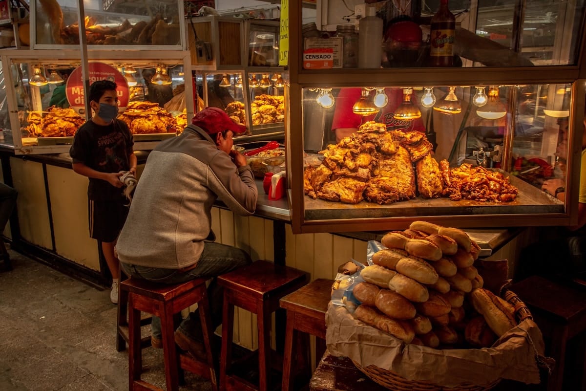 Street food vendor in Mexico, Puebla region