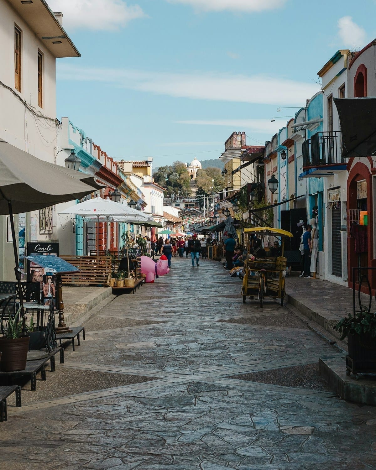 Cobblestone street in San Cristóbal de las Casas, Chiapas, Mexico