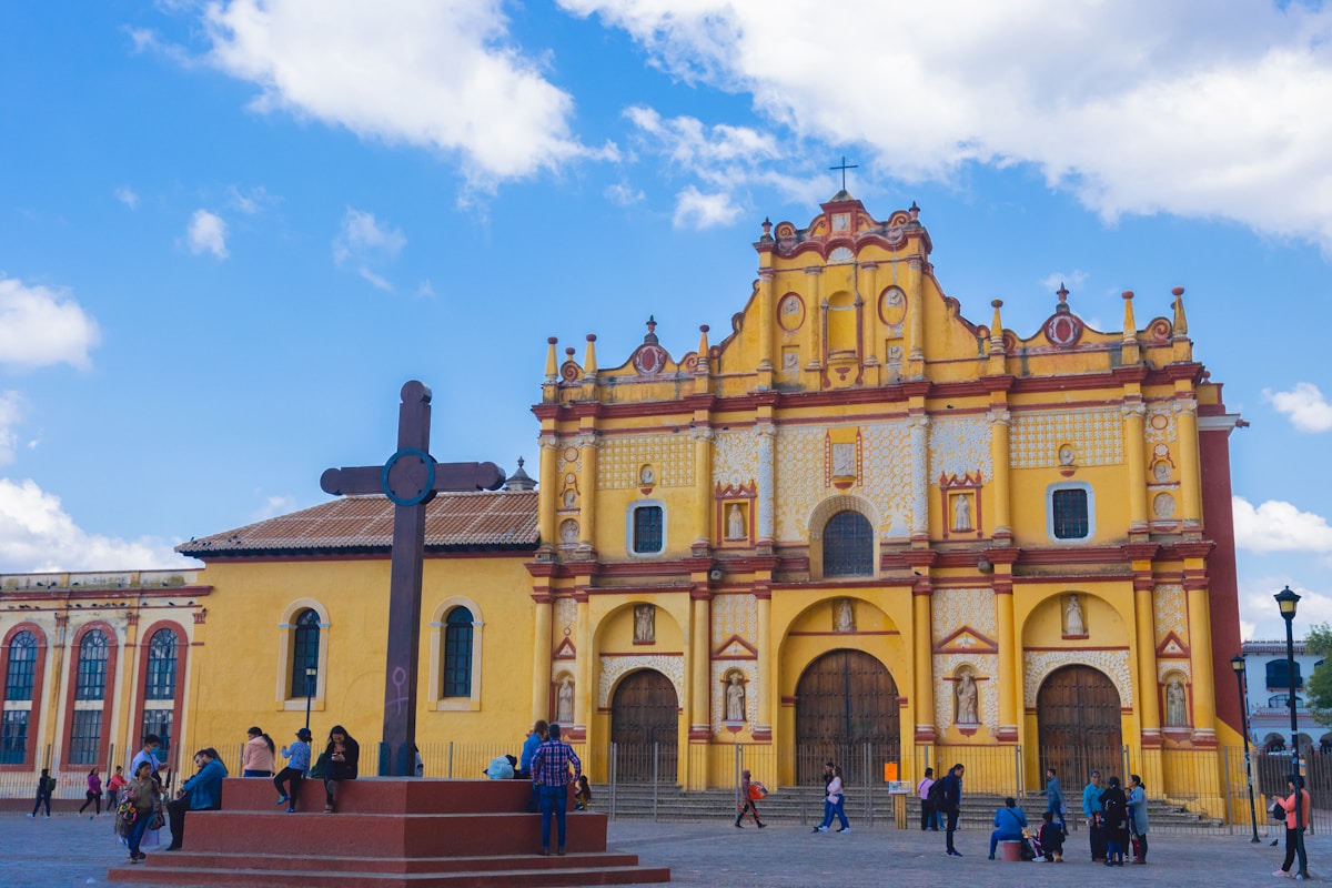 Cathedral square in San Cristobal de las Casas, Chiapas, Mexico