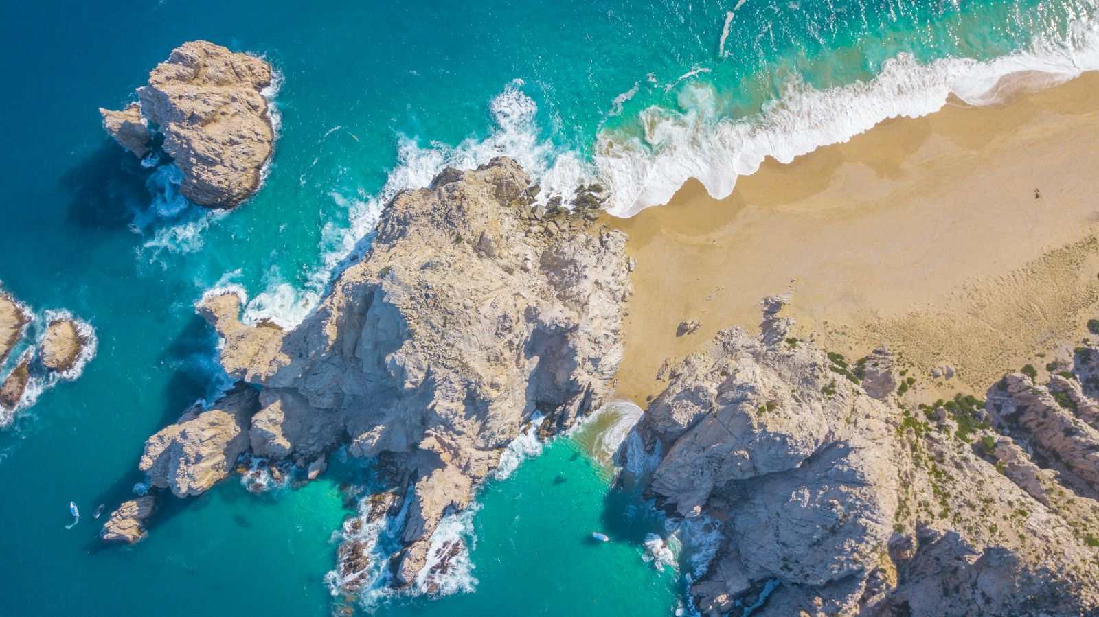 Aerial view of a beach and rocks, Cabo San Lucas, Mexico