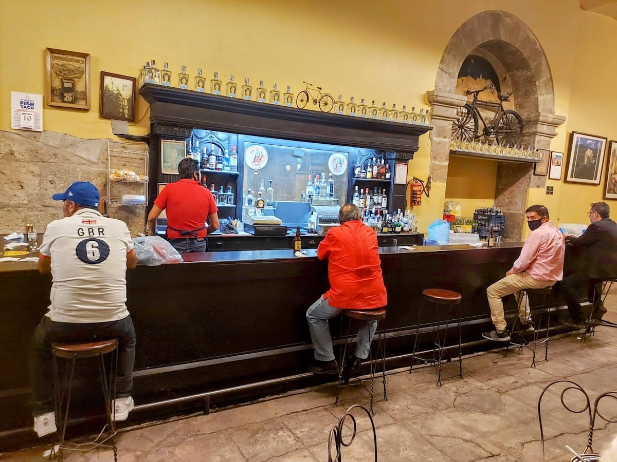 Bar interior in Guadalajara with craft drinks, Jalisco, Mexico