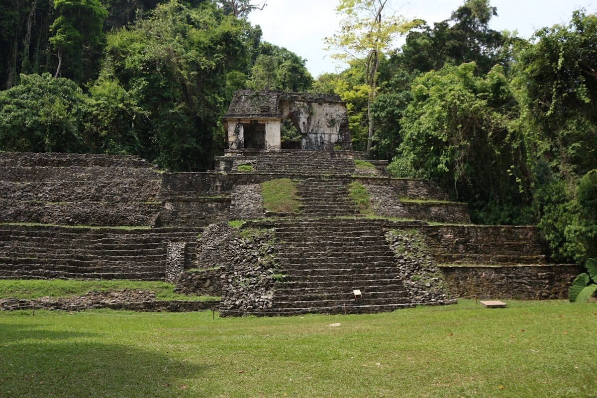 Stone steps at Palenque Maya archaeological site, Chiapas, Mexico