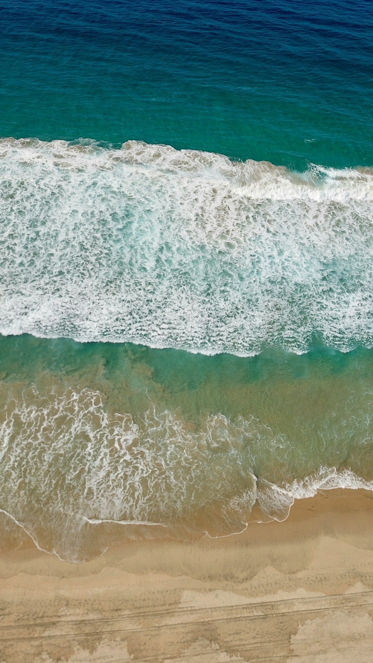 Aerial view of ocean waves at Puerto Escondido, Oaxaca, Mexico