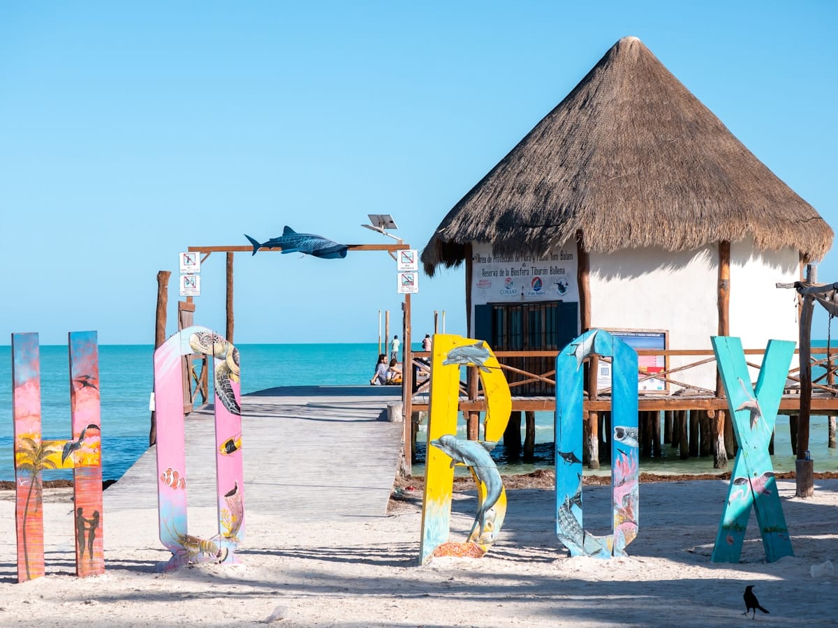 Welcome sign at Isla Holbox, Quintana Roo, Mexico