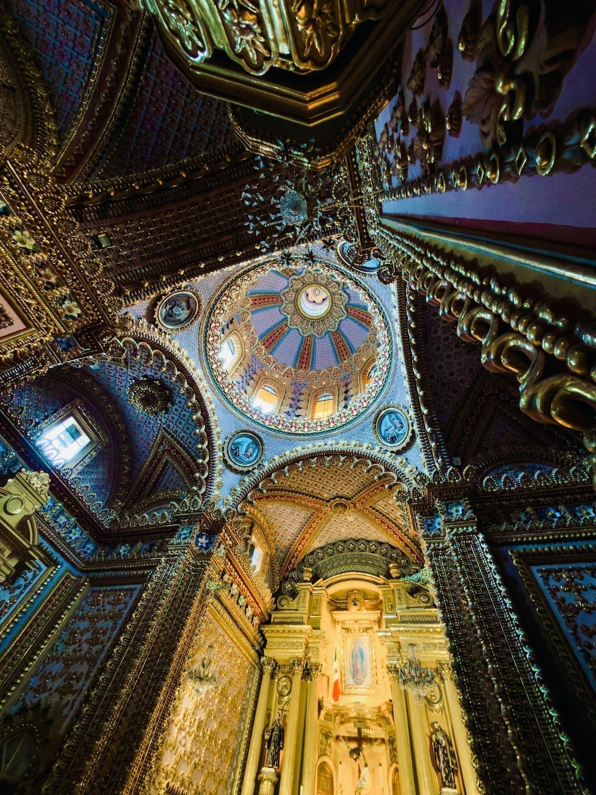 Gilded church interior in Morelia, Michoacán, Mexico