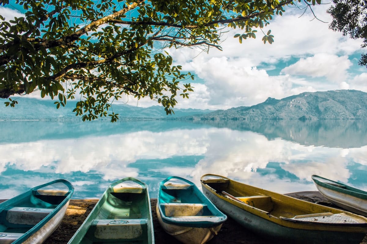 Wooden boat on lake near Pátzcuaro, Michoacán, Mexico