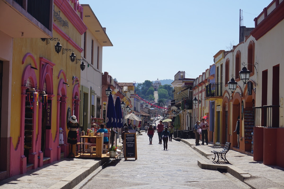 Colourful street in San Cristóbal de las Casas, Chiapas, Mexico