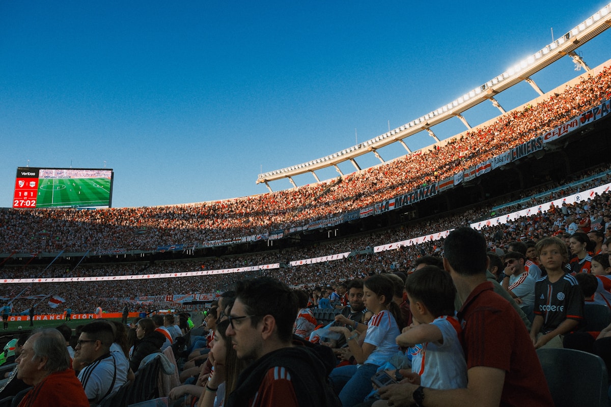 Packed football stadium under a clear blue sky — Estadio BBVA, Monterrey, FIFA World Cup 2026